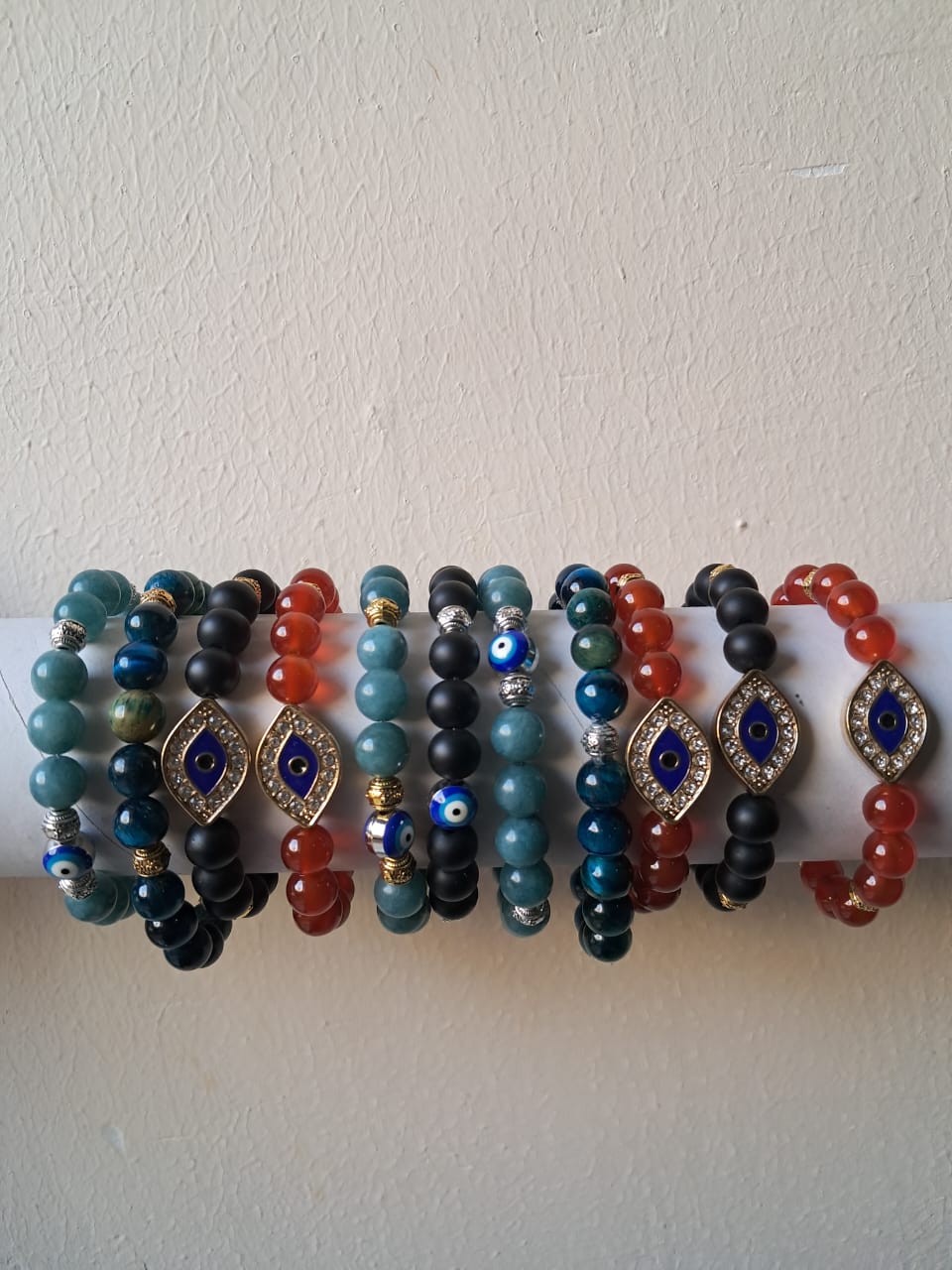 Natural stone and Evil Eye Bracelets