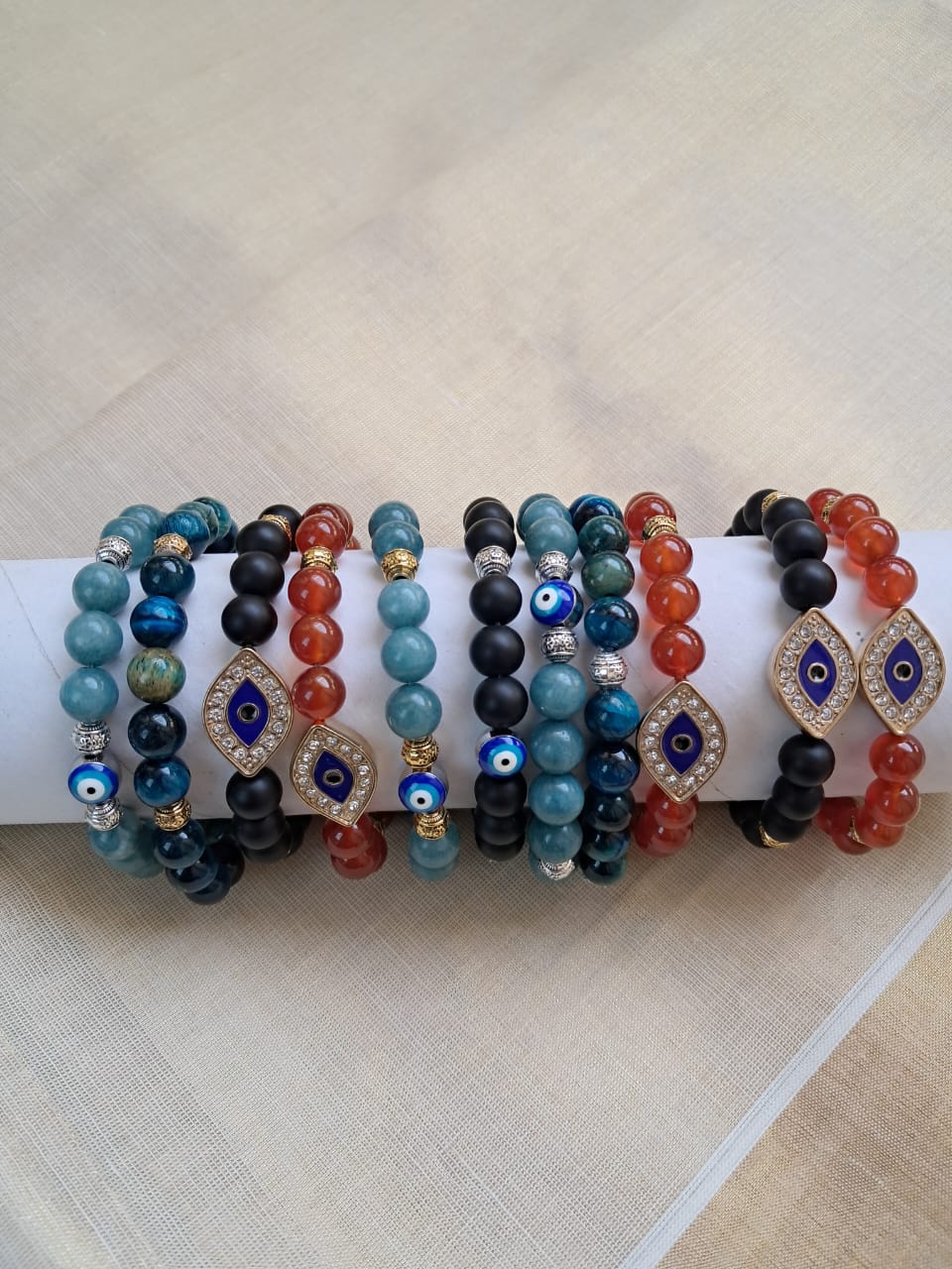 Natural stone and Evil Eye Bracelets